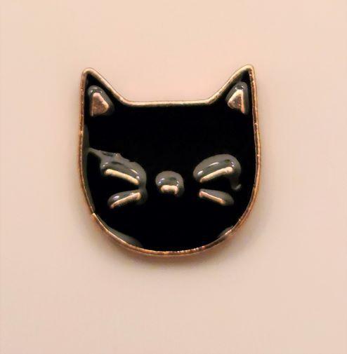 Black Cat Head Enamel Pin