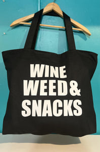 Wine Weed Snacks Black Zip Tote Bag